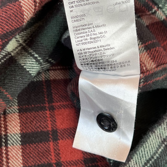 H&M LOGG Mens/Womens Plaid 100% Cotton Flannel Button Down S Outdoor Chores - Picture 9 of 12